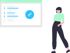 Woman stand near board